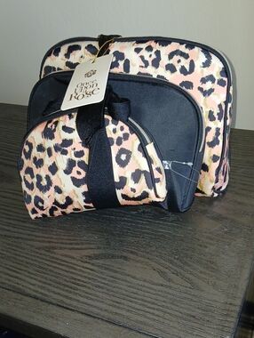 Pink & Black Leopard Cosmetic Bag Set